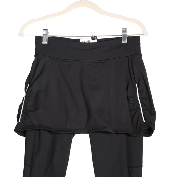 Athleta Skirted Capi Leggings Womens Small Black Back Zip Pocket Mesh Inserts - Picture 4 of 10